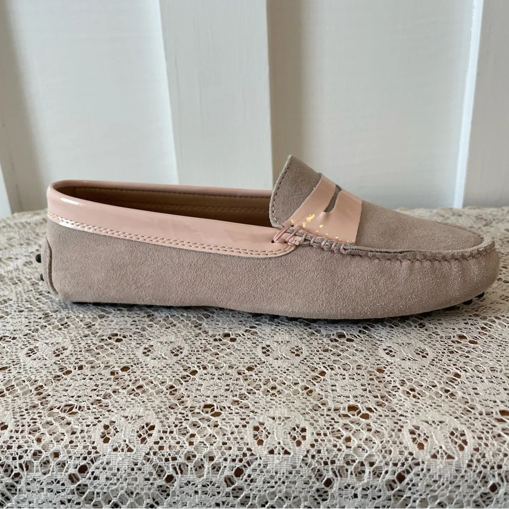 Arthur Knight Pink Suede and Patent Leather Driving Moccasins Loafers Shoes
